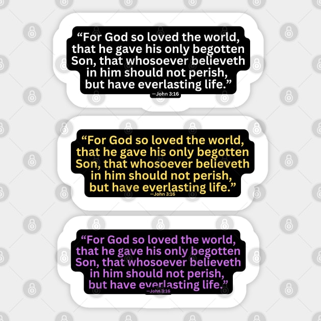 John 3:16 Bible Verse / Bible Verse about the love of God Sticker by CLOCLO
